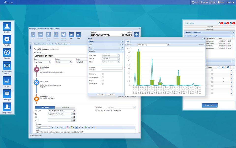 screenshot of Focus Contact Center